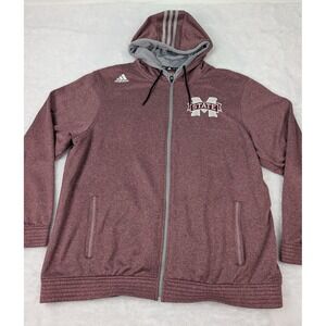 Adidas Mississippi State Bulldogs Hoodie Full-Zip Men's Size 2XL Embroidered